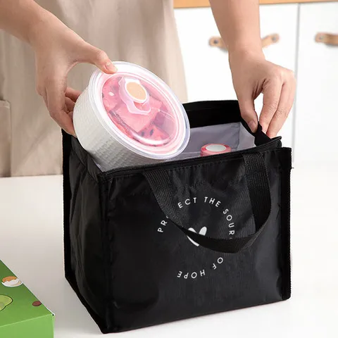 생활만렙 [체험특가] 블랙 보냉가방 소형 도시락 피크닉 가방 직장인 어린이 학생