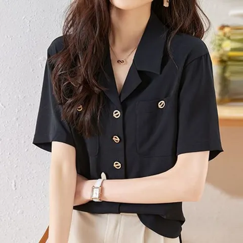 나바바 / NB1362 여성 빈티지 세련미 반팔 셔츠