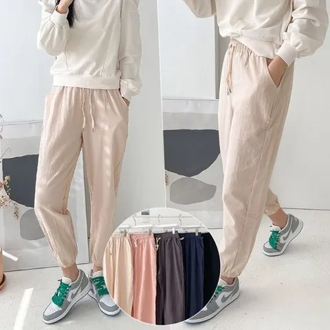 스프링 조거 밴딩팬츠 5color  코튼 린넨 트레이닝 여성바지  봄여름 신상 주머니있음