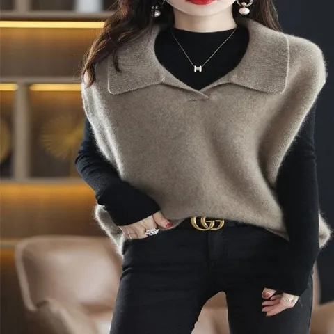 [헬리꽁땡]폴로카라니트베스트2종(브라운+블루)