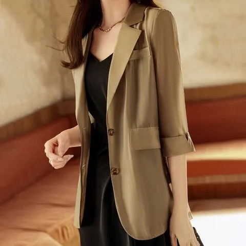 [드레스허그] 시스루 슬리브 7부 여름 데일리 자켓