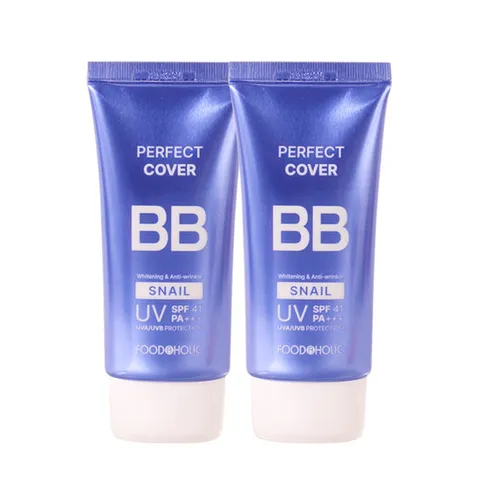 (2개)푸드어홀릭 퍼펙트 커버 스네일 비비크림 50ml SPF41 /자외선차단 톤업 결광 BB