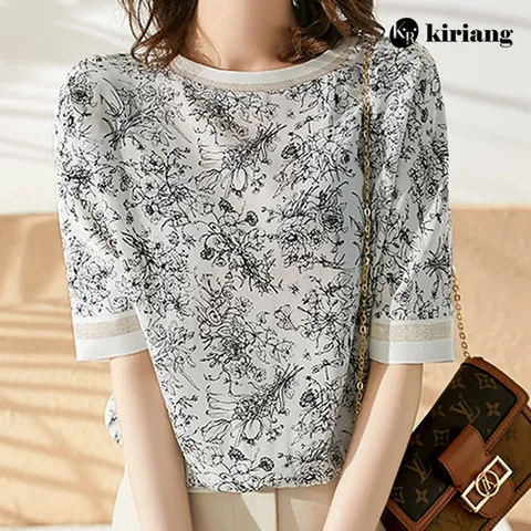 [키리앙][키리앙] 엠마 플라워 티셔츠형 블라우스