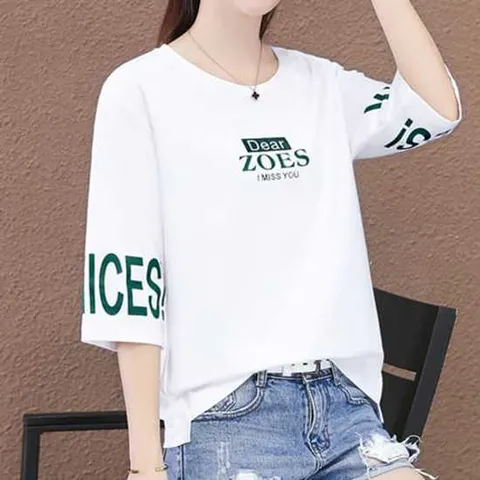 나바바 / NT698 레터링 캐주얼 심플 5부 티셔츠