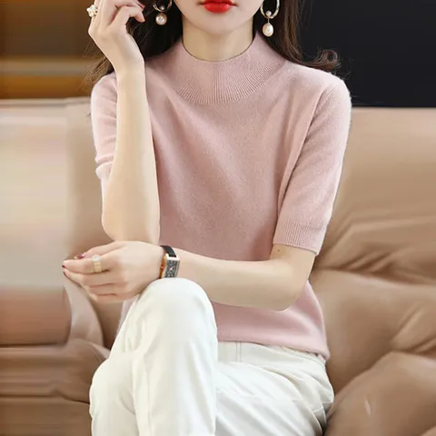 [어바웃탑]베이직 반목 반팔니트