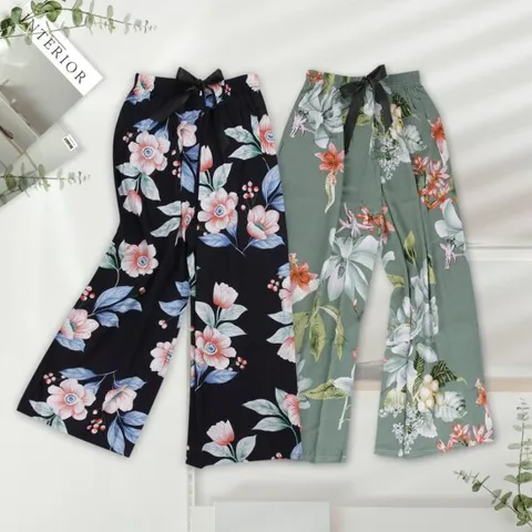 제이케이 여성 플로럴 쿨 밴딩 바지 와이드 팬츠 2P
