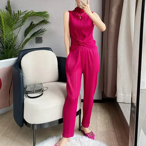 [플리츠무드] [PLEATS] 드엔 플리츠 반목 나시 팬츠 set