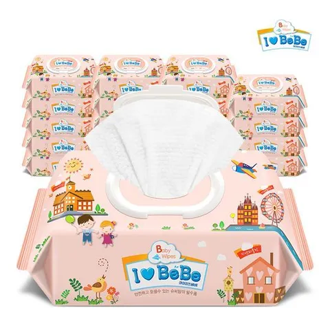 [아이러브베베]피치 100매 20팩 캡형 엠보 아기물티슈