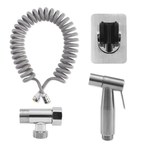 화장실 욕실SET 5M 스프링 샤우호스,스프레이건,T밸브,벽걸이