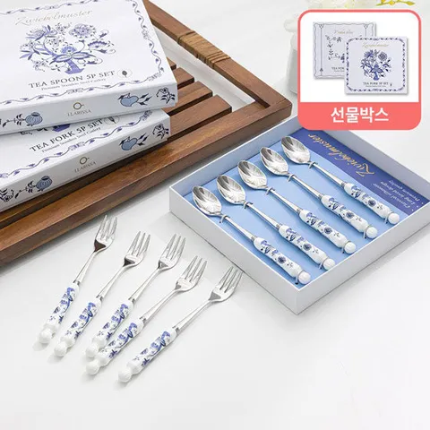 라리사 쯔비벨무스터/프라하블루 티스푼 티포크 5p 세트 택1