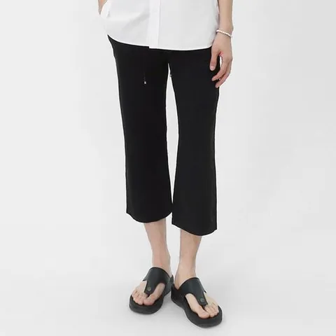 [빌리버스] 남성 린넨 바지 BBJ004 밴딩 시원한 와이드 8부 팬츠