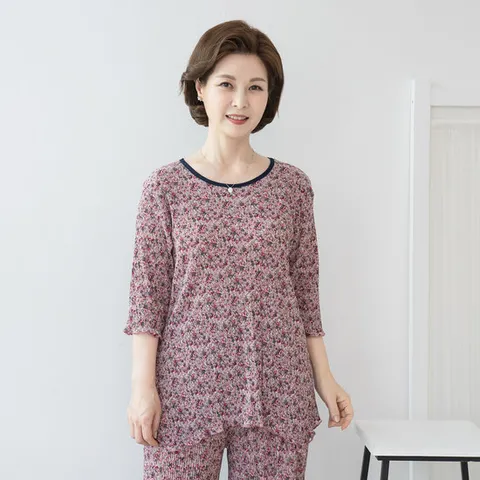 엄마옷 마담4060 르모플리츠7부티셔츠-QATE304001-