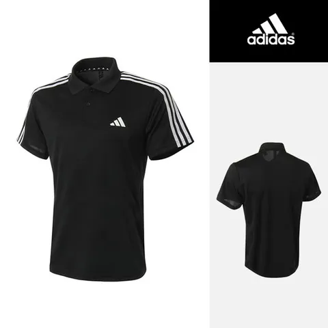 아디다스 에센셜 3S 피케 폴로 반팔티(IB8107) 카라티