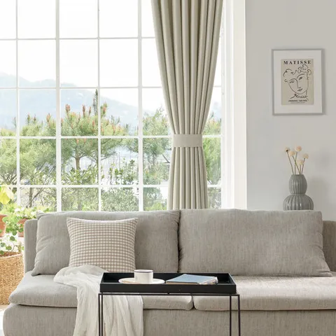 겐트 아일렛 원톤 사계절 거실 암막커튼 특대형+커튼봉 세트