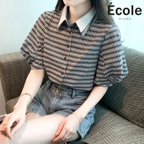 [에꼴드파리]르앙 퍼프 블라우스_F34WBB006Z