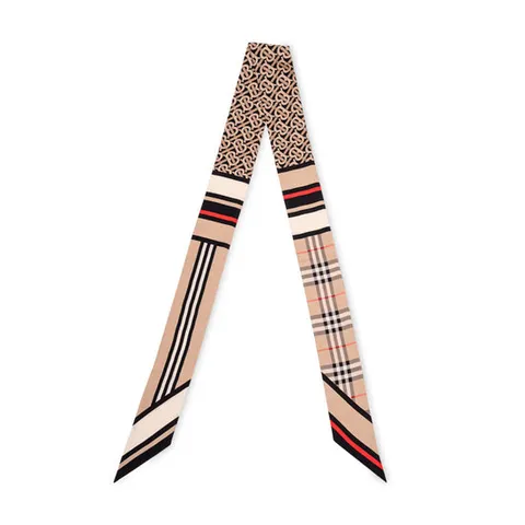 버버리 여성 실크 스키니 베이지 스카프 8037017