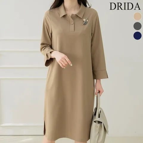 봄 카라 반오픈 빅사이즈 정장 원피스 40-50대 중년 하객 엄마옷