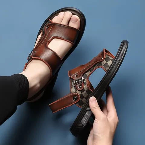 남자 샌들 발편한 여름 가죽 슬리퍼 휴양지 아쿠아