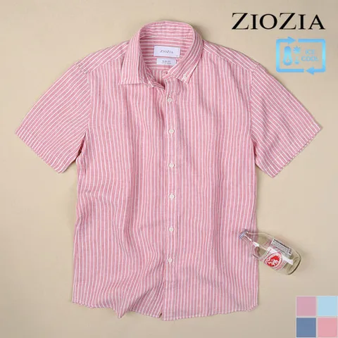 [지오지아] 반팔 린넨 블랜드 캐주얼 셔츠 A (ABB2WC1201_A)