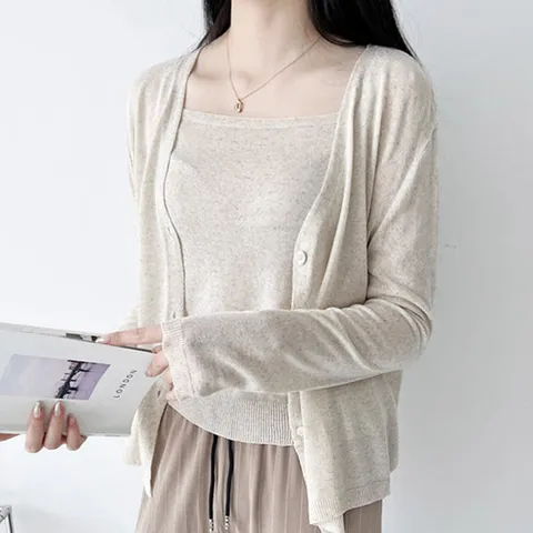 [sado]여성 시원한 스퀘어 나시가디건세트  늦봄여름  66까지 국