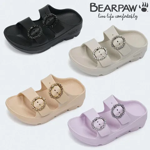 [ 롯데백화점 ][베어파우(슈즈)]GEM 여성 경량 슬리퍼 큐빅 스트랩 슬리퍼 4종택1 K2981RB-W 5CM