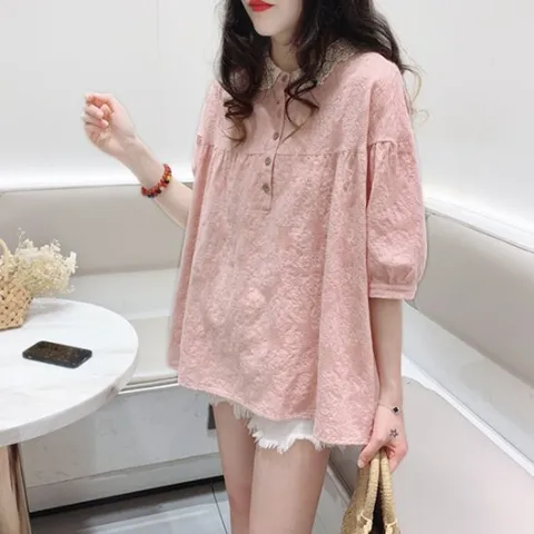 [아리엘스타일]여성스러운 데일리룩 유아린넨블라우스