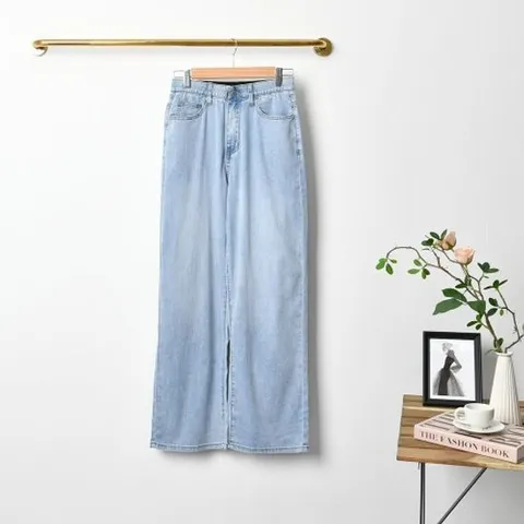 [큐즈](S-2XL숏/기본/롱 3단 기장) 여성 여름 쿨링 와이드 청바지 하이웨스트 키작녀 빅사이즈 스판 연