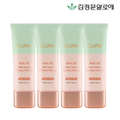 [김정문알로에] 큐어 리알로에 워터 카밍 톤업 선크림 40g 4개