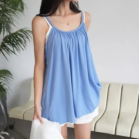 [하늘바라기]포인 셔링 끈 쿨 나시