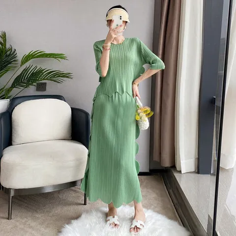 [플리츠무드] [PLEATS] 워블 블라우스 스커트 플리츠 set