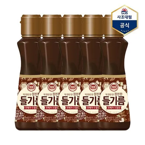 [사조대림]해표 참진한 들기름 320ml X 5병 /들깨기름
