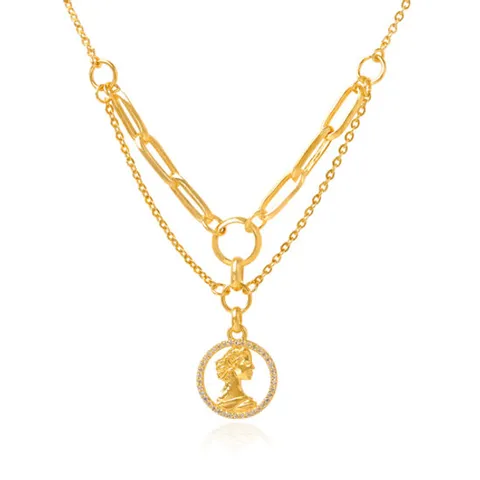 여자 순금 목걸이 18.75g [여왕 큐빅 트윈라인]