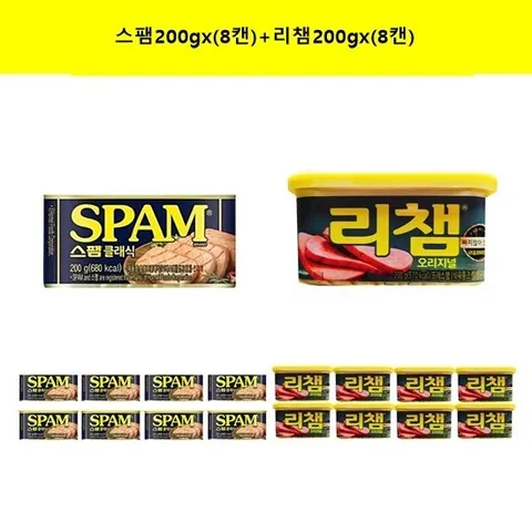 [cj제일제당]스팸200gx(8캔)+리챔200gx(8캔)
