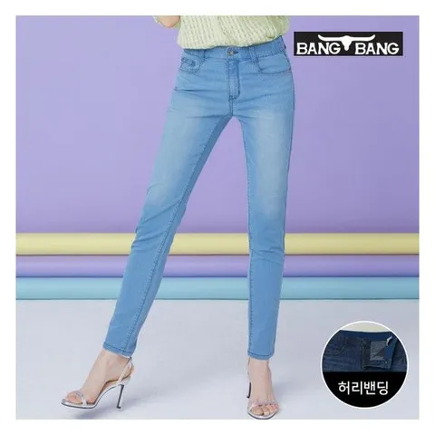 [뱅뱅][뱅뱅] 여성 썸머 슬림 스트레이트핏 스판데님_인디고