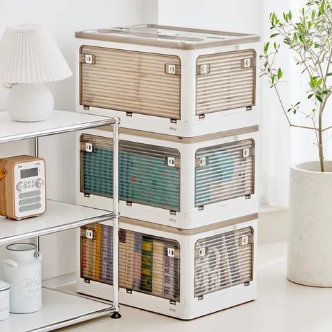 클리나 오픈도어 접이식 리빙박스 수납함 정리함 폴딩박스 40L