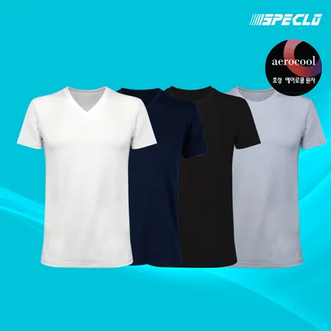 기능성 에어로쿨 무지 이너티 U/V넥 반팔티, 쿨티셔츠 4종세트