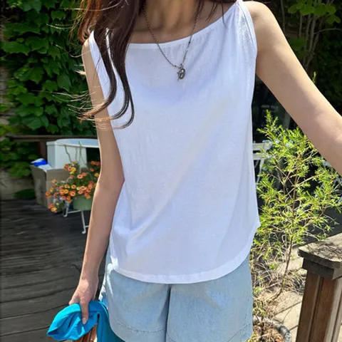 [조아맘] 보트넥 실켓 나시