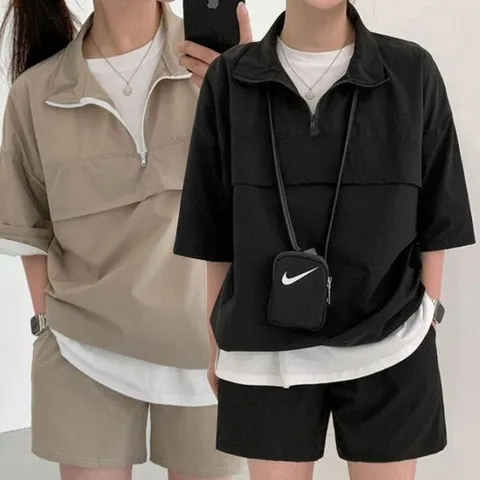 여성 여름 트레이닝 패션 반바지 반팔 아노락 세트