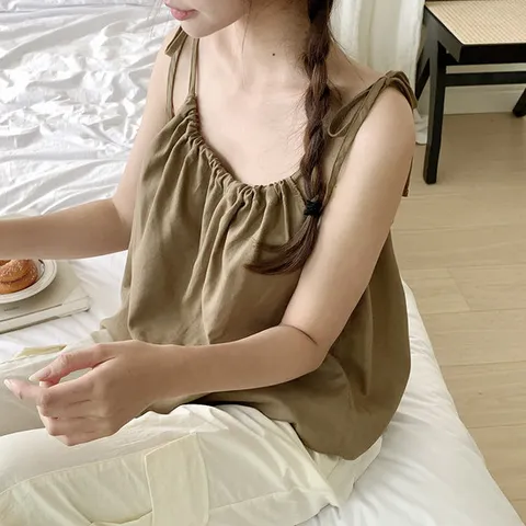 [국내제작/끈조절]데이븐 린넨 나시 블라우스(3color)