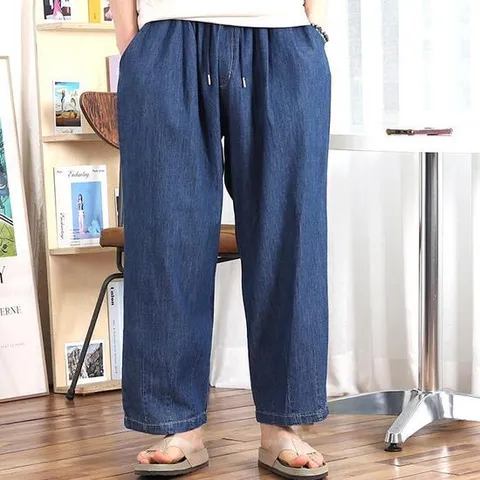 밴딩 와이드  데님팬츠 봄여름  배기 청바지