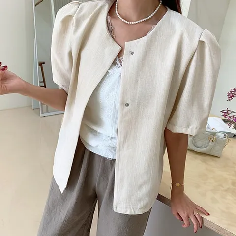 [안녕윤수야] 우아업 린넨 퍼프자켓