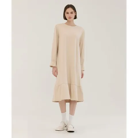 [[세컨스킨]] 맘스킨 코튼 퍼프소매 루즈핏 롱드레스 FD3200