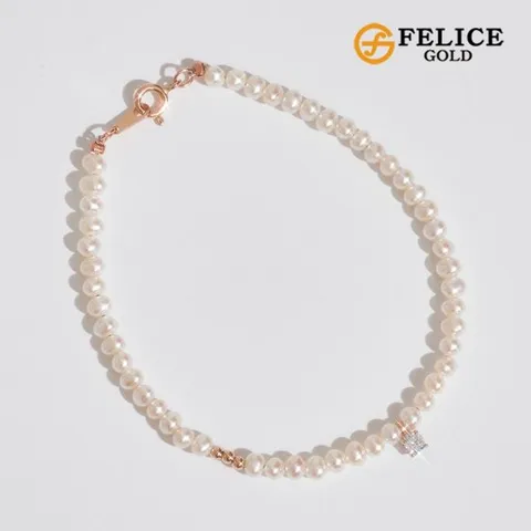 펠리체골드 14K 오데트 담수진주 팔찌