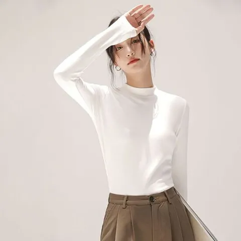 4컬러 여성 반폴라 이너티 모던 베이직 긴팔티셔츠