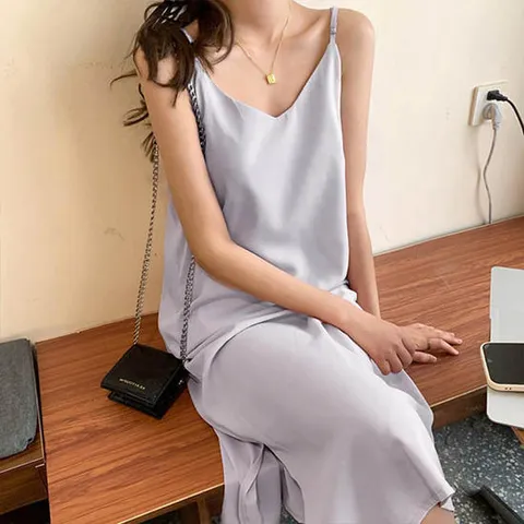 어썸 찰랑실키 끈조절 나시 원피스_261010