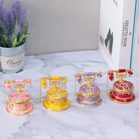 미니멀 큐빅 블링 전화기 보석함 장식품