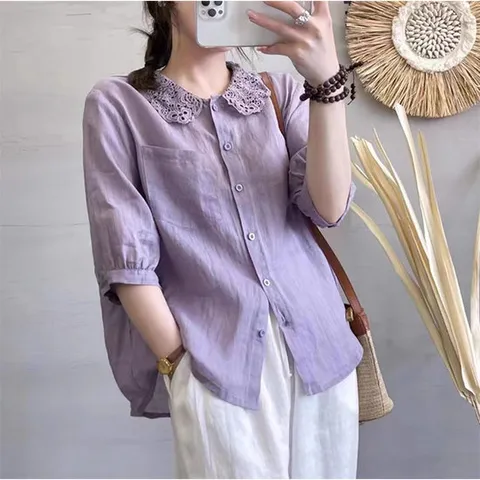 [아리엘스타일]캐주얼 데일리룩 아리린넨블라우스