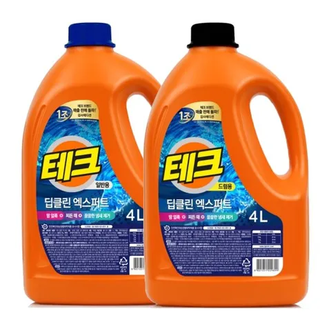 [ 롯데백화점 ][엘지생활건강]테크 딥클린 엑스퍼트 세제 4L 일반/드럼 선택1