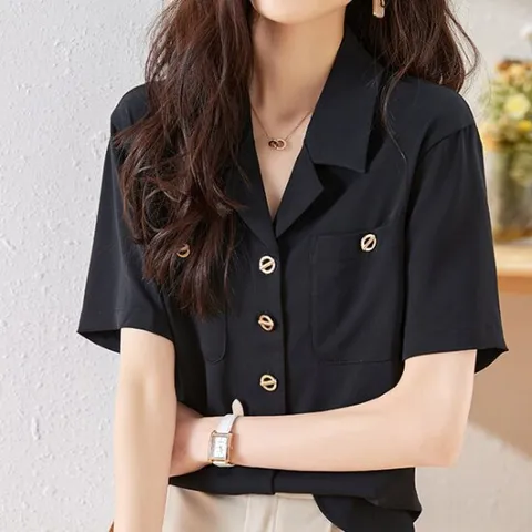 [스윗트리]브이넥 쉬폰 자켓형 셔츠 블라우스 오피스룩(j0097)