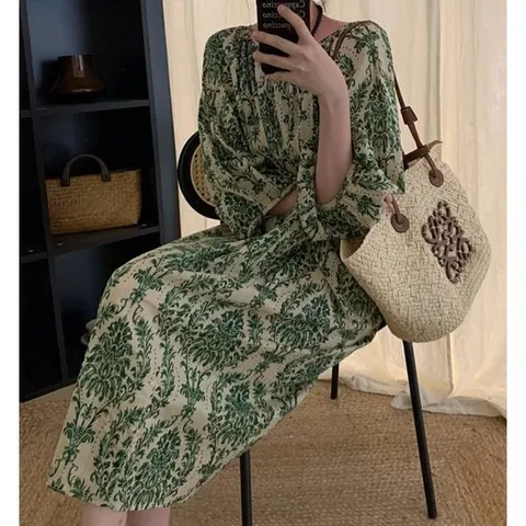 [드레스허그]올리브 그리널 페이즐 원피스